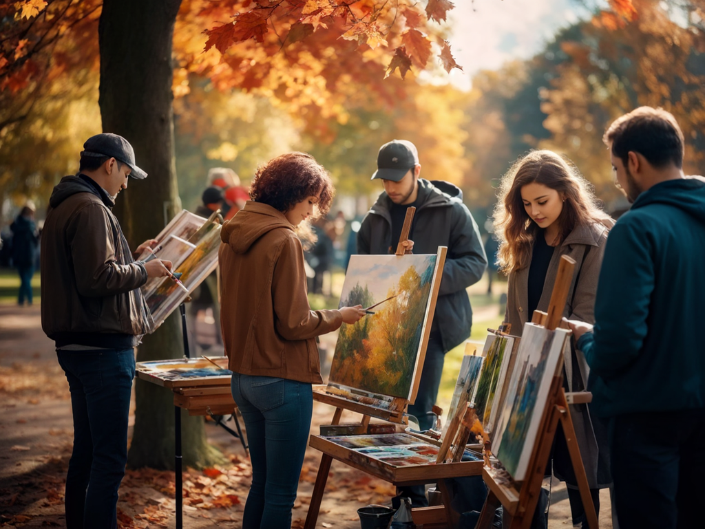 -group-of-people-painting-in-park-easel-autumn-realistic-photo-detailed-details-features-under- -group-of-people-painting-in-park-easel-autumn-realistic-photo-detailed-details-features-under-